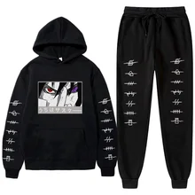 

Men's Sets 2 Pieces Sets akatsuki Uchiha Sasuke Anime Tracksuit Autumn Winter Hooded Sweatshirt+Drawstring Pants Hoodies
