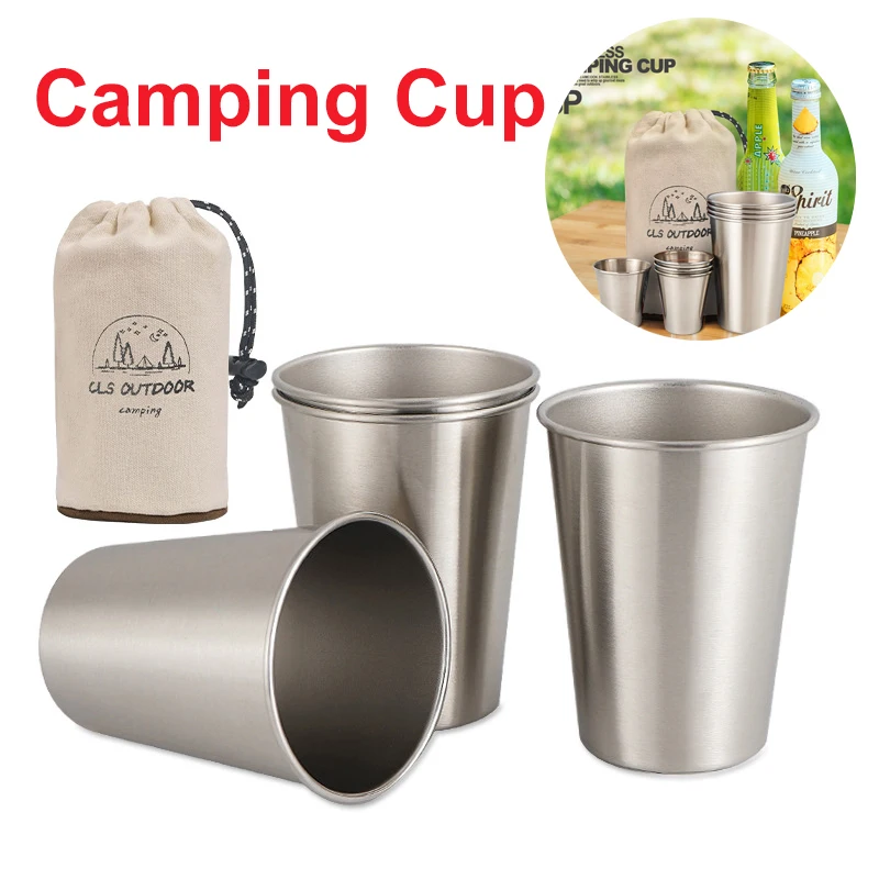 

Outdoor Camping Cup Tableware Set 70ml/350ml Stainless Steel Cups Wine Beer Coffee Cup Whiskey Tea Milk Travel Picnic Mugs