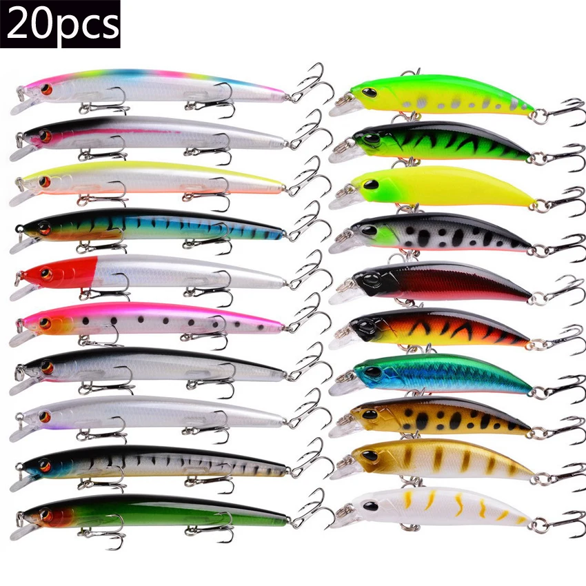 

20pcs Fishing Lure Set Fishing Hard Bait Minnow Floating Sinking Swing Crankbait Crazy Wobblers Artificial Bionic Crank Lures