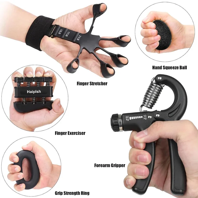 5-60kg Adjustable Hand Grip Strength Strengthener Trainer Full Set With Counter Wrist Forearm And Hand Exerciser For Muscle 6