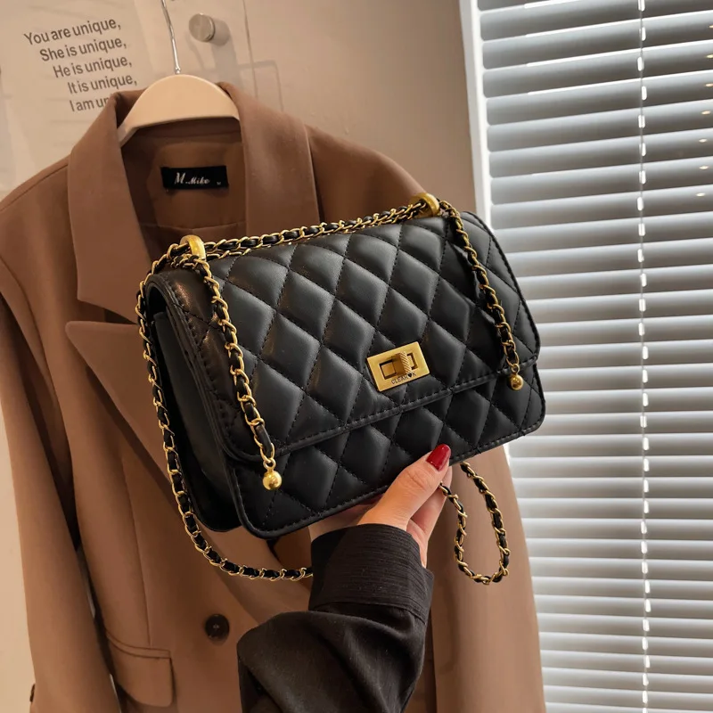 

Small Shoulder Bag Women's New Trendy Fashion Rhombic Chain Square Bag High-end Foreign Versatile Luxury Brand Crossbody Bag