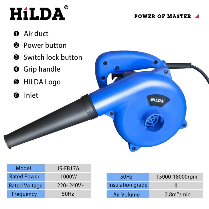 HILDA Air Blower 1000W Computer Dust Collector BlowerElectric Air Blower Dust Blowing Dust Computer Cleaner 3