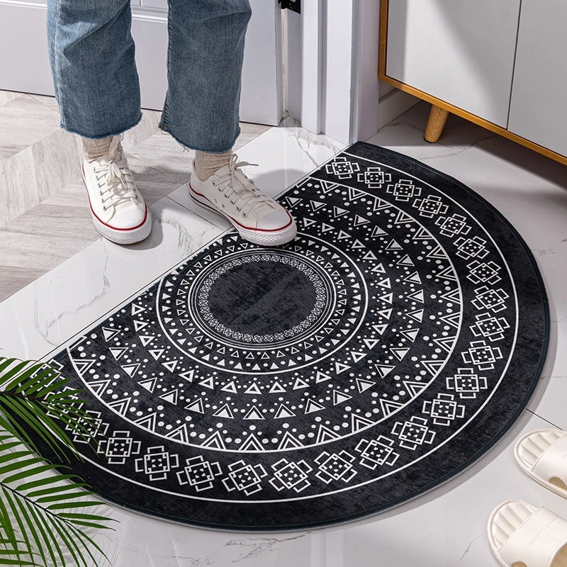 Door Mat Carpet Hogar Tapetes Para Quarto Tapete Entrada De Casa Mini Black  Flower Weaving Rug Home Floor Decoration - AliExpress