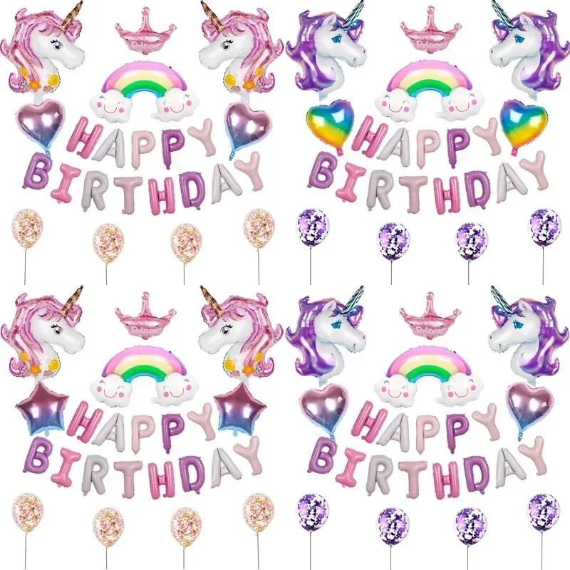 Disney Rainbow Unicorn Theme Balloon Set Di Decorazioni Per Feste Di Compleanno Per Bambini