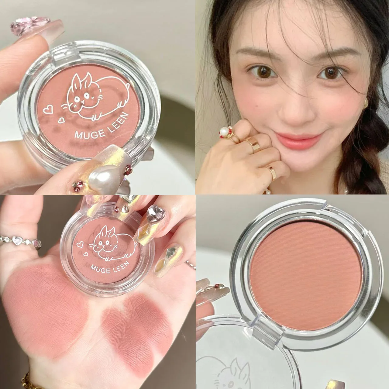 Powder Blusher Blush Powder Blush Plate Facial Blusher Natural Cheek Tint Blush Palette Waterproof Matte 1pcs