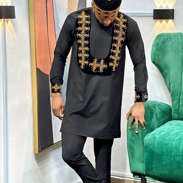 Nedu Embroidered Long Sleeve Dashiki Outfit - Image 3