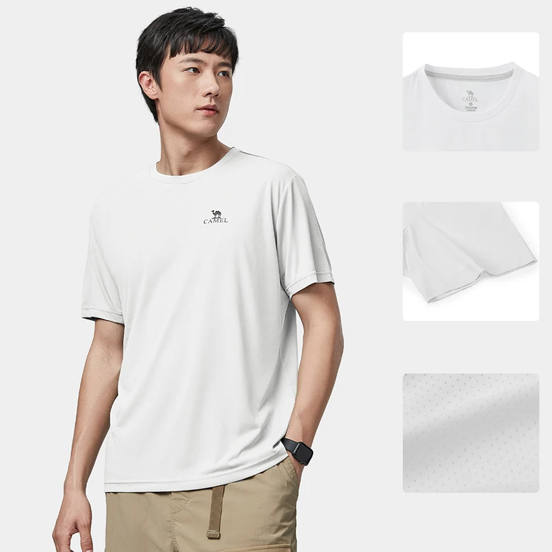 GOLDEN CAMEL Men and Women's T-shirts Moisture-absorbing Quick-dry Cotton t-shirt Short-sleeved Shirts Round Neck Sports Top