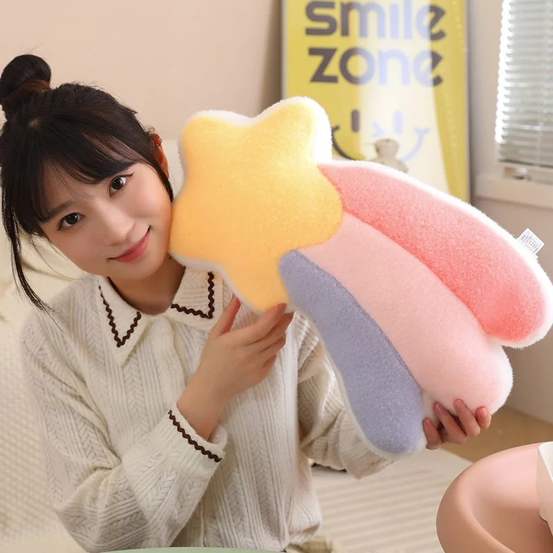 Natural Plush Pillow Stuffed Soft Shooting Star Heart Flower Rainbow Cloud Moon Crown Decor Sofa Chair Cushion Gift 5