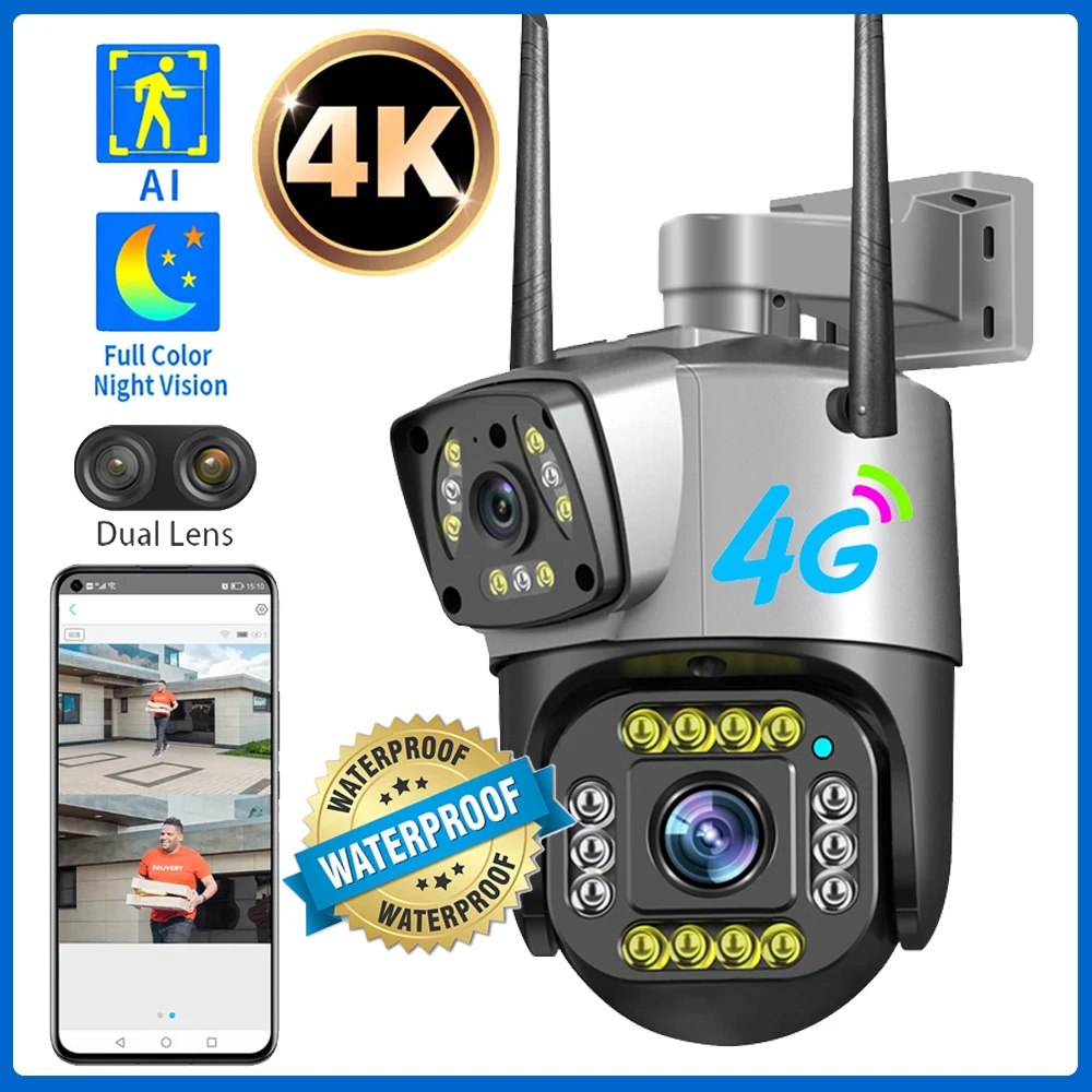4G Sim Card Security 8Mp 4K Cctv Ip Camera Wifi Ip Cctv Telecamere Protezione Camara Vigilancia Wifi Smart Home 360 ° Wifi Camera