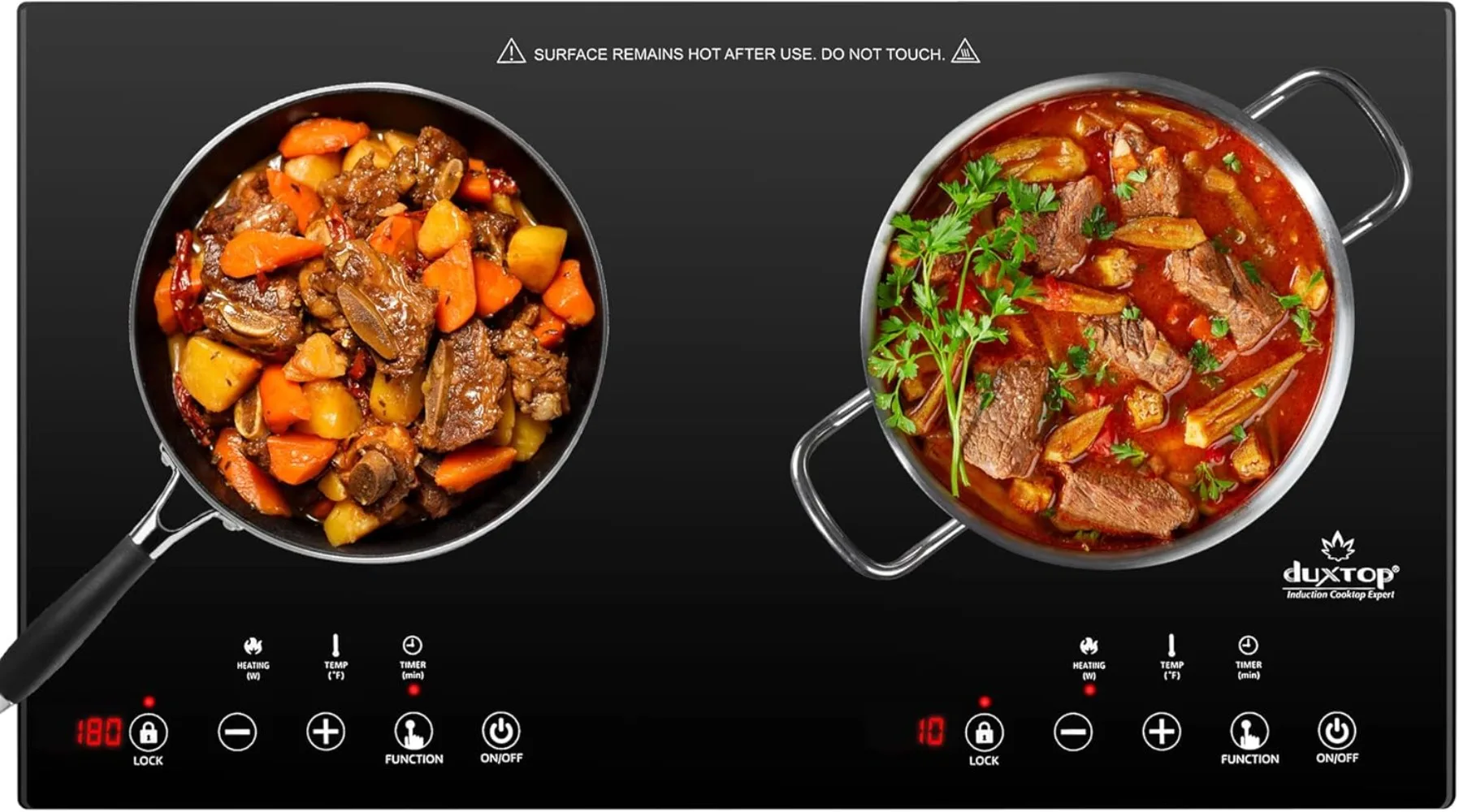 

1800W Portable Induction Cooker with Adjustable Temperature Control Sensor Touch Induction Cooker with Timer and Safety Lock