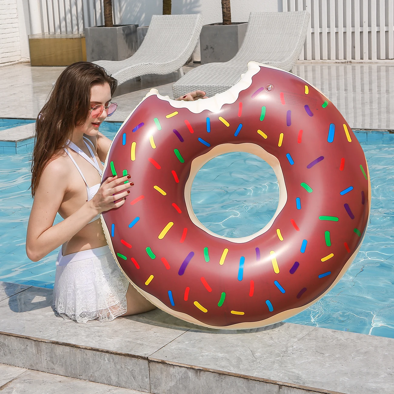 Inflatable Doughnut Swimming Ring,Beach Toys Pool Floats for Kids, Pool Swim Floaties for Adults 2