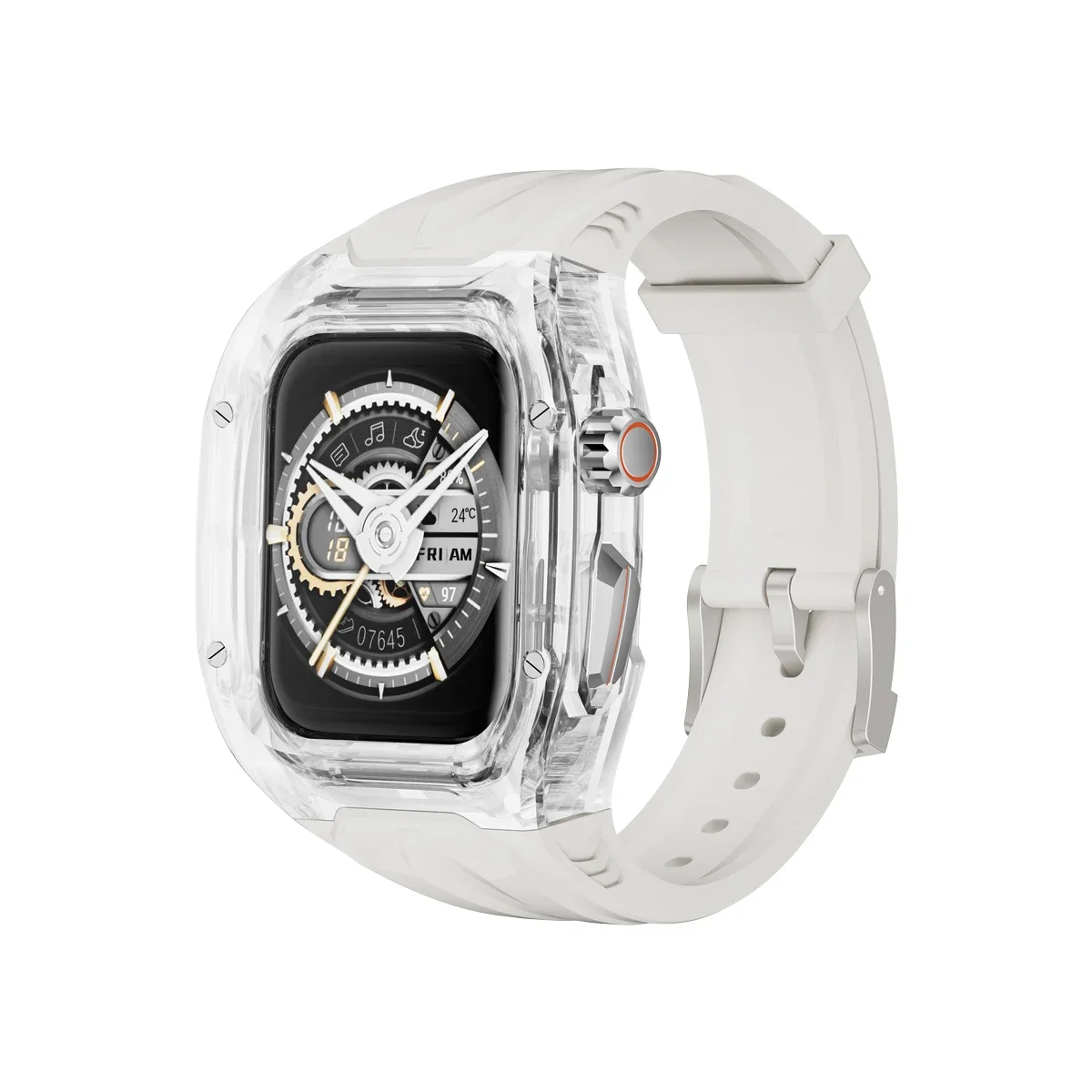 Transparent Modification Kit For Apple Watch 11 10 987 46 45mm Strap Case for IWatch Series 44 40mm 654SE Rubber Band Refit Mod