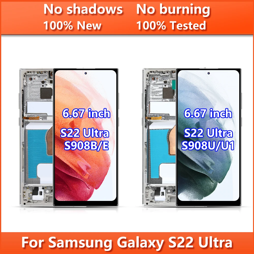 Écran OLED Complet Avec Châssis Blanc Pour Galaxy S22 Ultra (S908B) - Neuf
