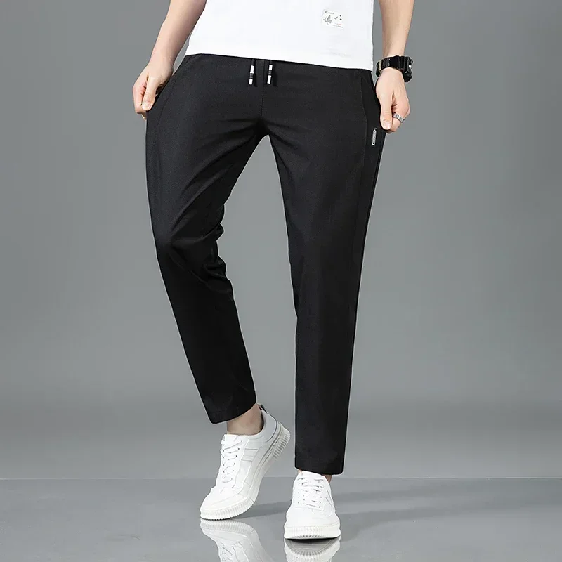 2024 Men's Sports Pants Spring Business Casual Loose Comfortable Drawstring Straight Pants Outdoor Fitness Jogger Men's Pants 5