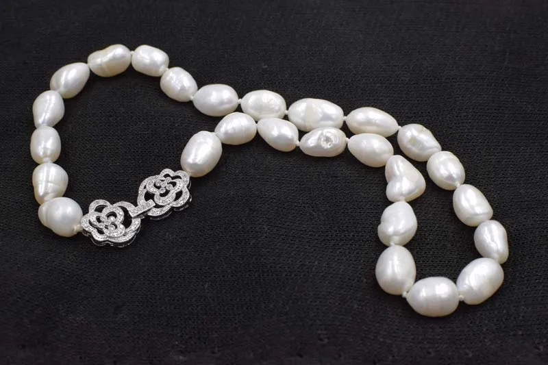 freshwater pearl white baroque 10-11mm necklace 18inch wholesale beads nature
