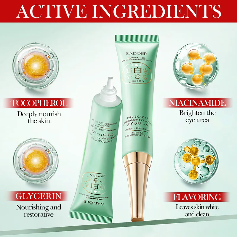 SADOER Nicotinamide Eye Cream Anti Dark Circles Remove Eyes Bags Moisturizing Eye Creams Beauty Eyes Korean Skin Care Cosmetics