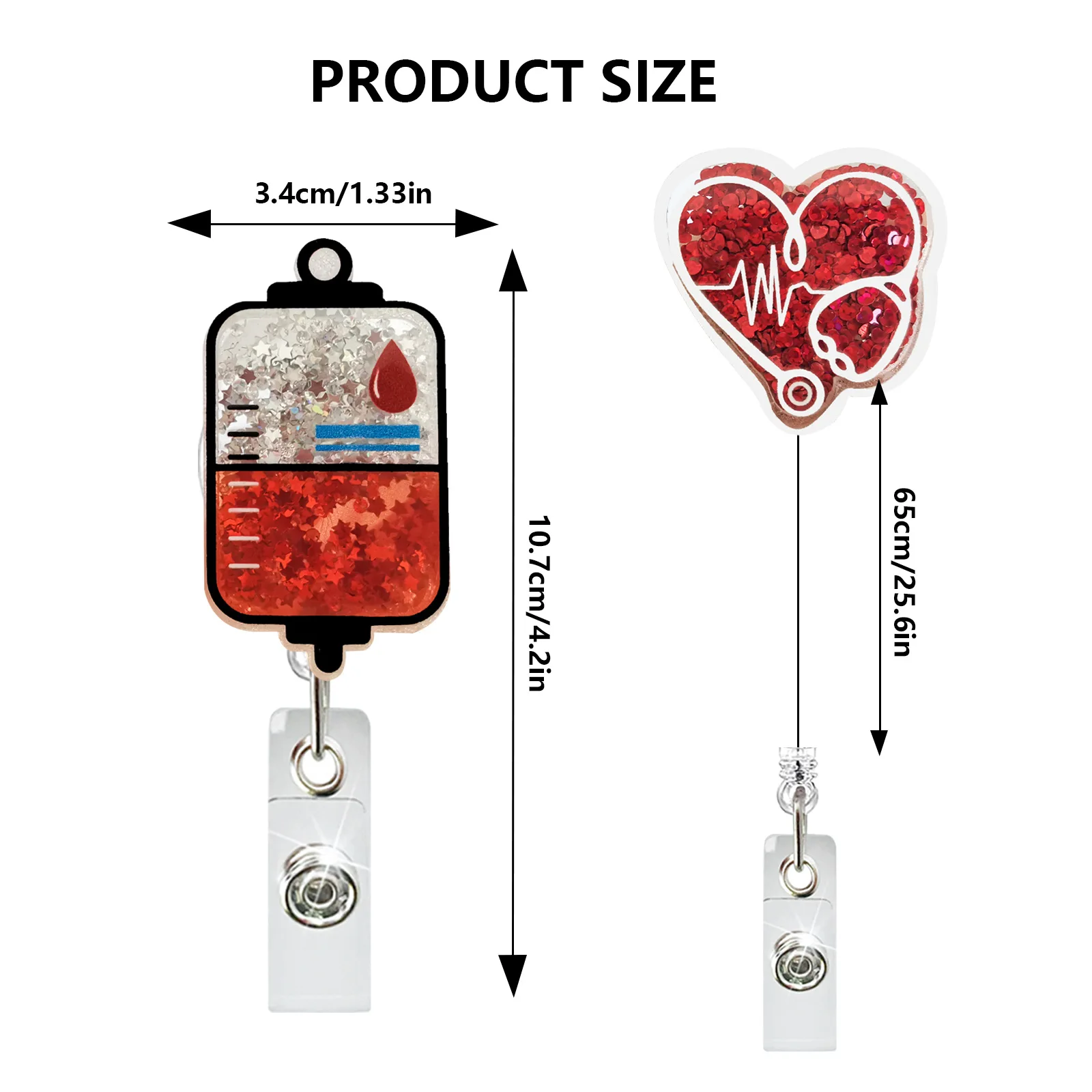 Acrylic Quicksand Pills Stethoscope Sling Bottle Rotating ID Badge Holder Doctor Nurse Retractable Badge Reel 3