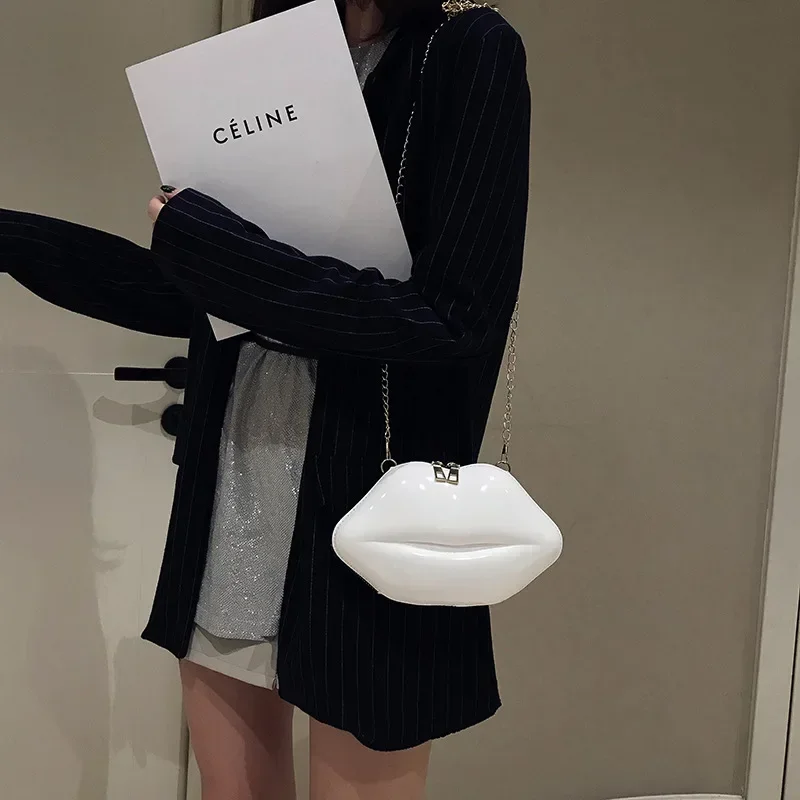 Lips Shape PVC Handbags Shoulder Crossbody Messenger Phone Coin Bag For Women
