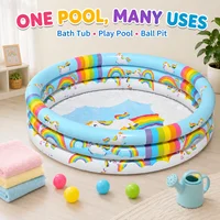 Piscine gonflable 1 pièce, baignoire licorne arc-en-ciel, piscine à balles portable pour jeux aquatiques d'été en extérieur pour tout-petits 2