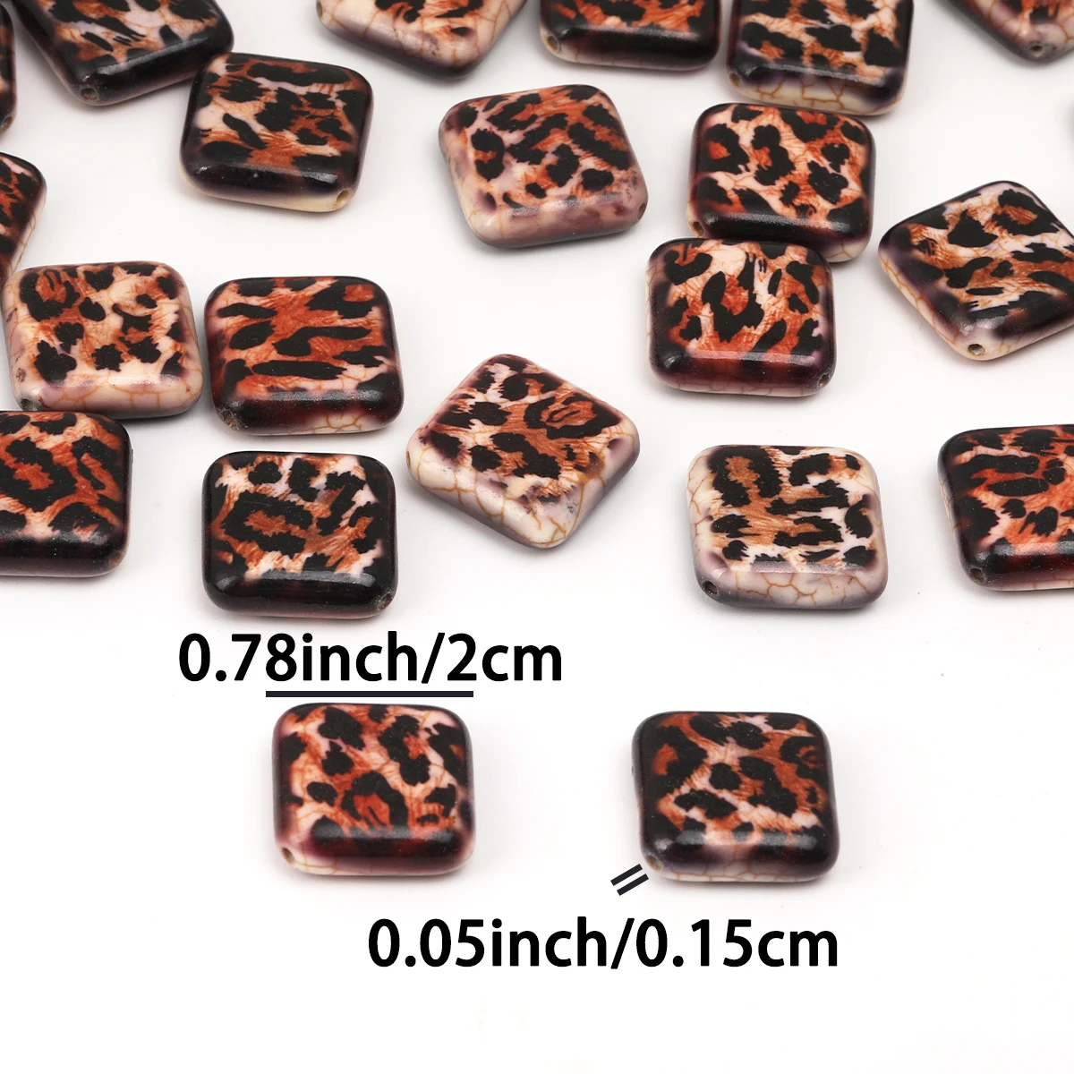 5/10pcs 20mm 레오파드 프린트 천연석 스퀘어 루즈 비즈 DIY 팔찌 헤어 수제 보석 공예 용품