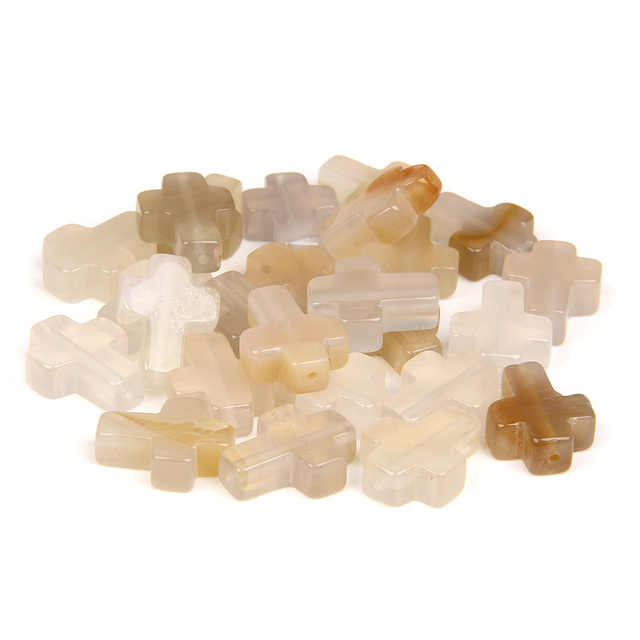 Natural Stone Crystal Tiger Eye Cross Loose Spacer Beads Charm for Women Jewelry Making DIY Necklace Bracelet Part 10pcs