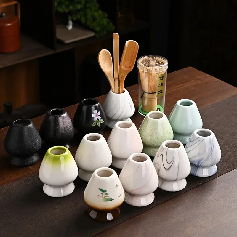 Matcha Tea Set Matcha Tea Tools Tea Ceremony Tools Tea Set Matcha Whisk 4 IN 1 Bamboo Matcha Powder Whisk Teaspoon Ceramic Bowl Tranditional Tea Matcha Whisk (Chasen)Sets Home Tea-making Accessories