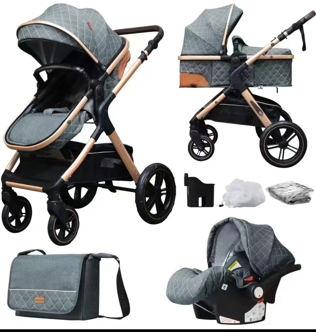 Baby stroller 3 in 1 with car seat Baby carriages Can sit or lie down multiple child stroller folding