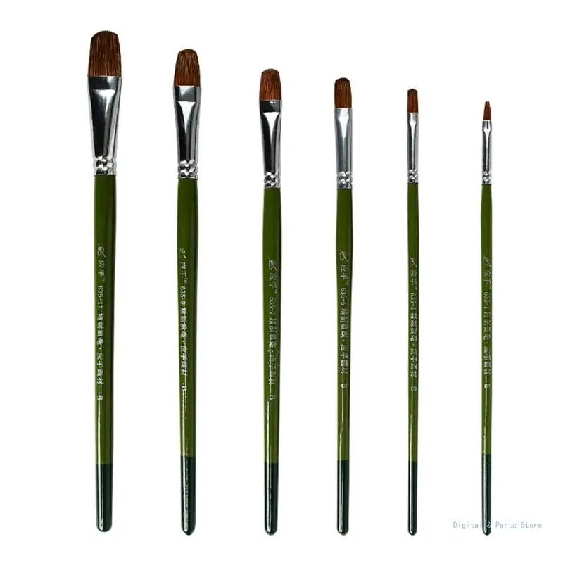 

M17F 6 Sizes Acrylic Painting Brushes Artist Paintbrushes for DIY Crafts Canvas