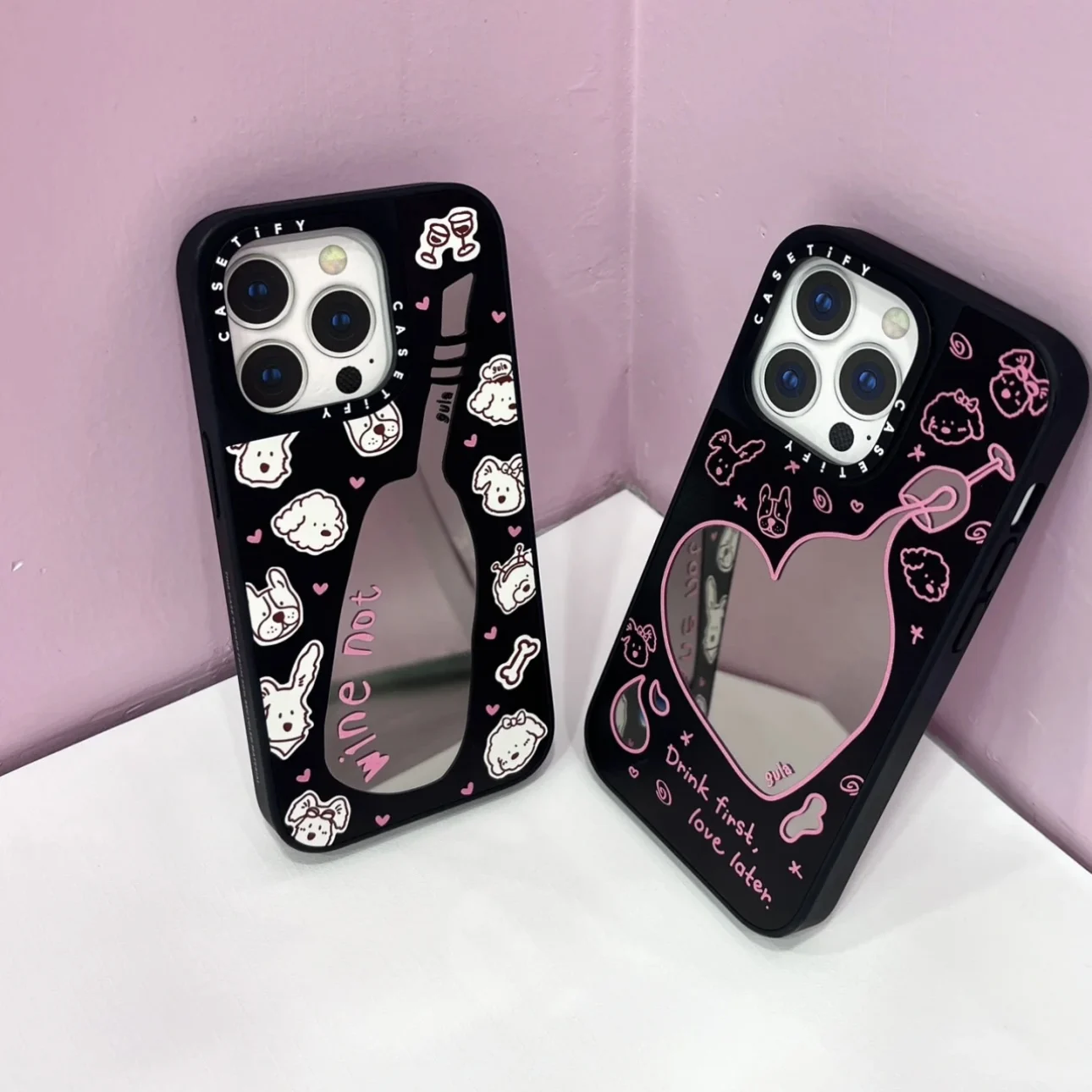 

Caseti mirror tavern dog love appropriate iPhone15promax Apple anti -fall protection mobile phone case