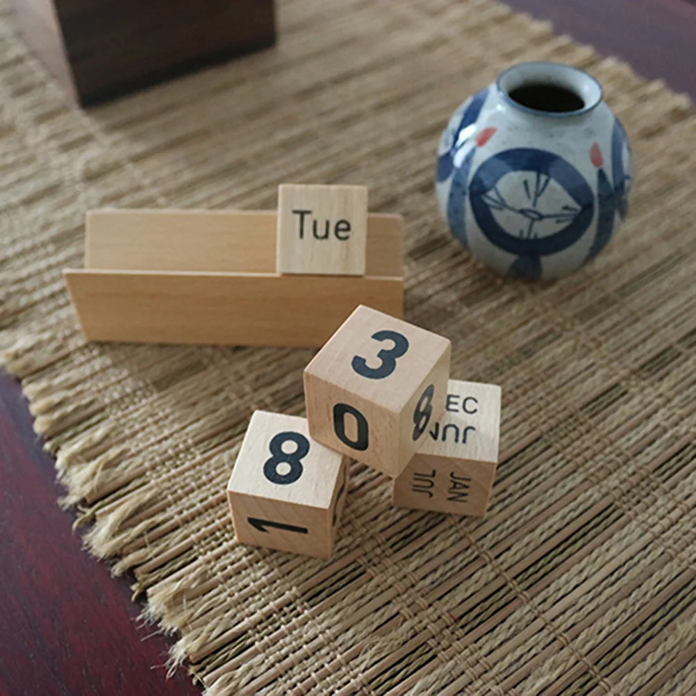 Wooden Desktop Manual Calendar Creative Calendar Decorations Delicate Perpetual Calendar (Original Color)