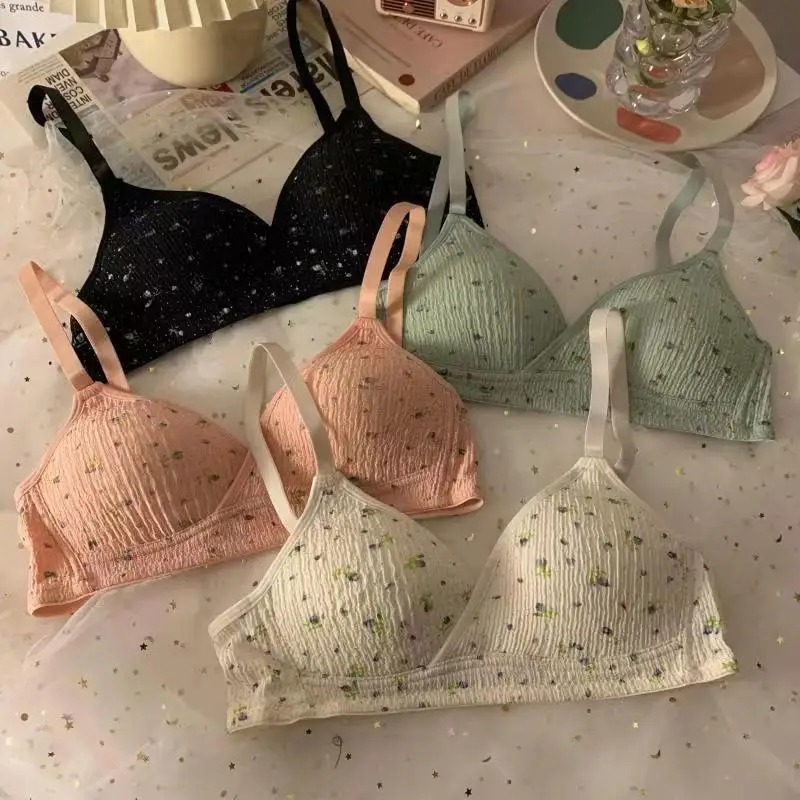 Girls Bra Big Children's Breathable Underwear Kids Cotton Training Bras Student Full Printed Top Teenagers Puberty Crop Top