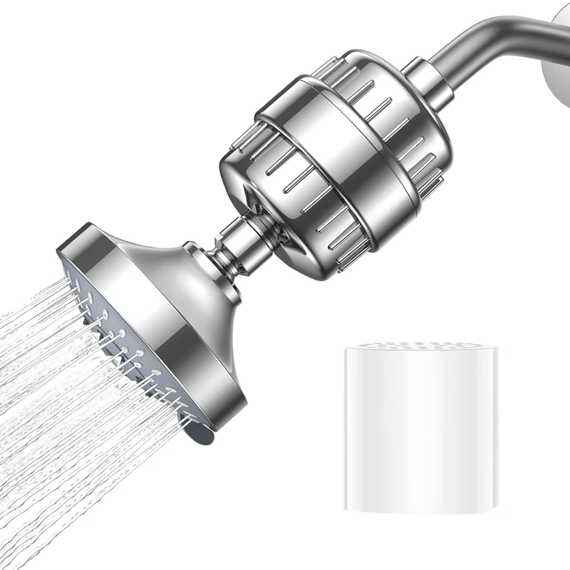 

Filtered Shower Head 20 Stage Shower Filter Silver ABS For Hard Water Detachable Water Softener With Mode Showerhead