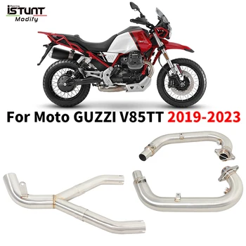 Slip For MOTO GUZZI V85 TT V85TT 2019 - 2023 Motorcycle Modified Front Mid Link Pipe Moto Escape Moto Connect Original Muffler