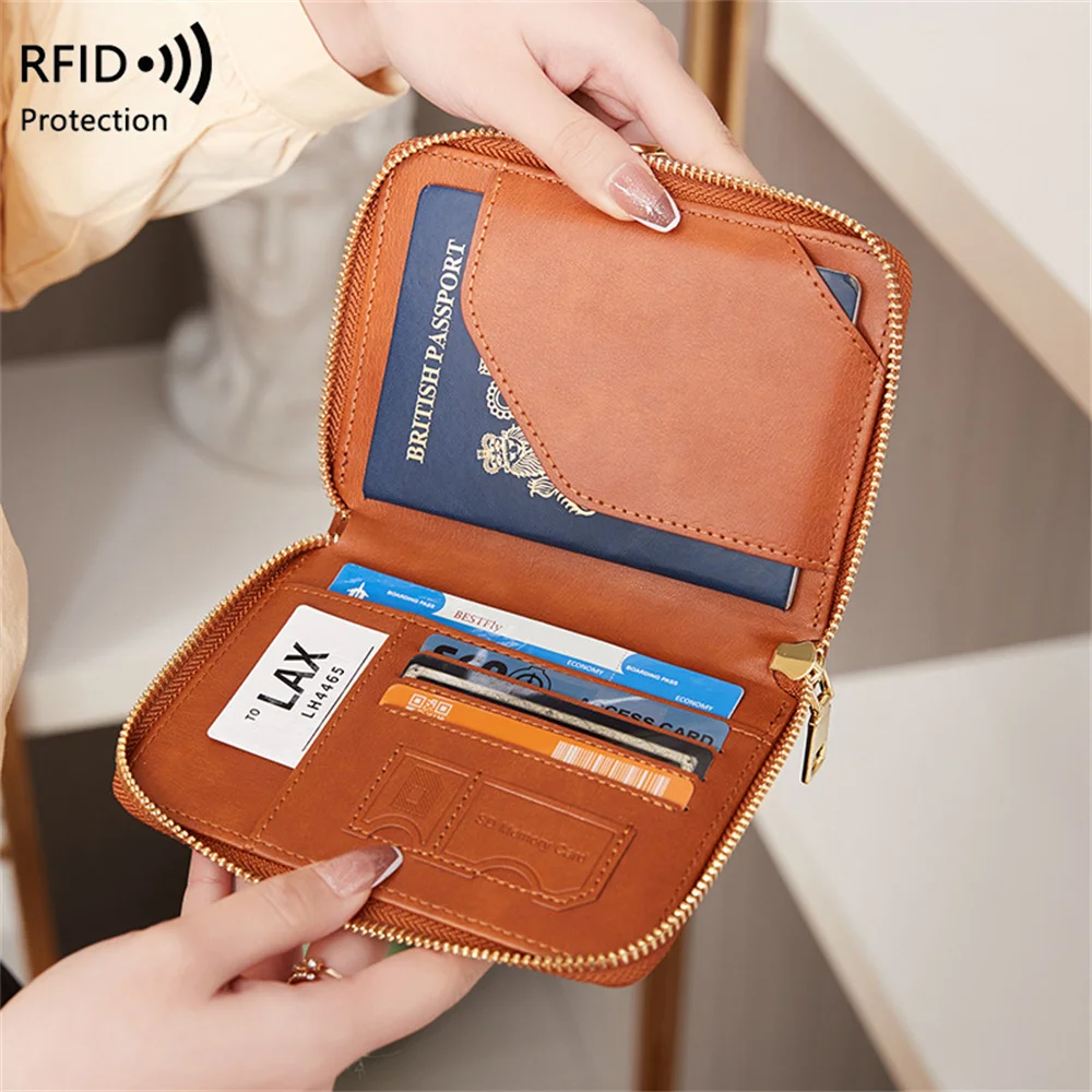 

PU Leather RFID Blocking Passport Holder Cover Case Travel Wallet for Men Women Multi-Function ID Bank Card Holder Accessories