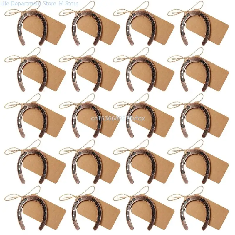 

20 Pcs Horseshoe Kraft Tag Vintage Craft Decorations Rustic Wedding Party Anniversary Celebration Gifts Ornaments