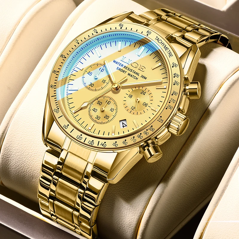 LIGE  Top Luxury Men Quartz Watch For Men Sports Waterproof Luminous Stainless Steel Date Classic Men's Watches Male Clock reloj