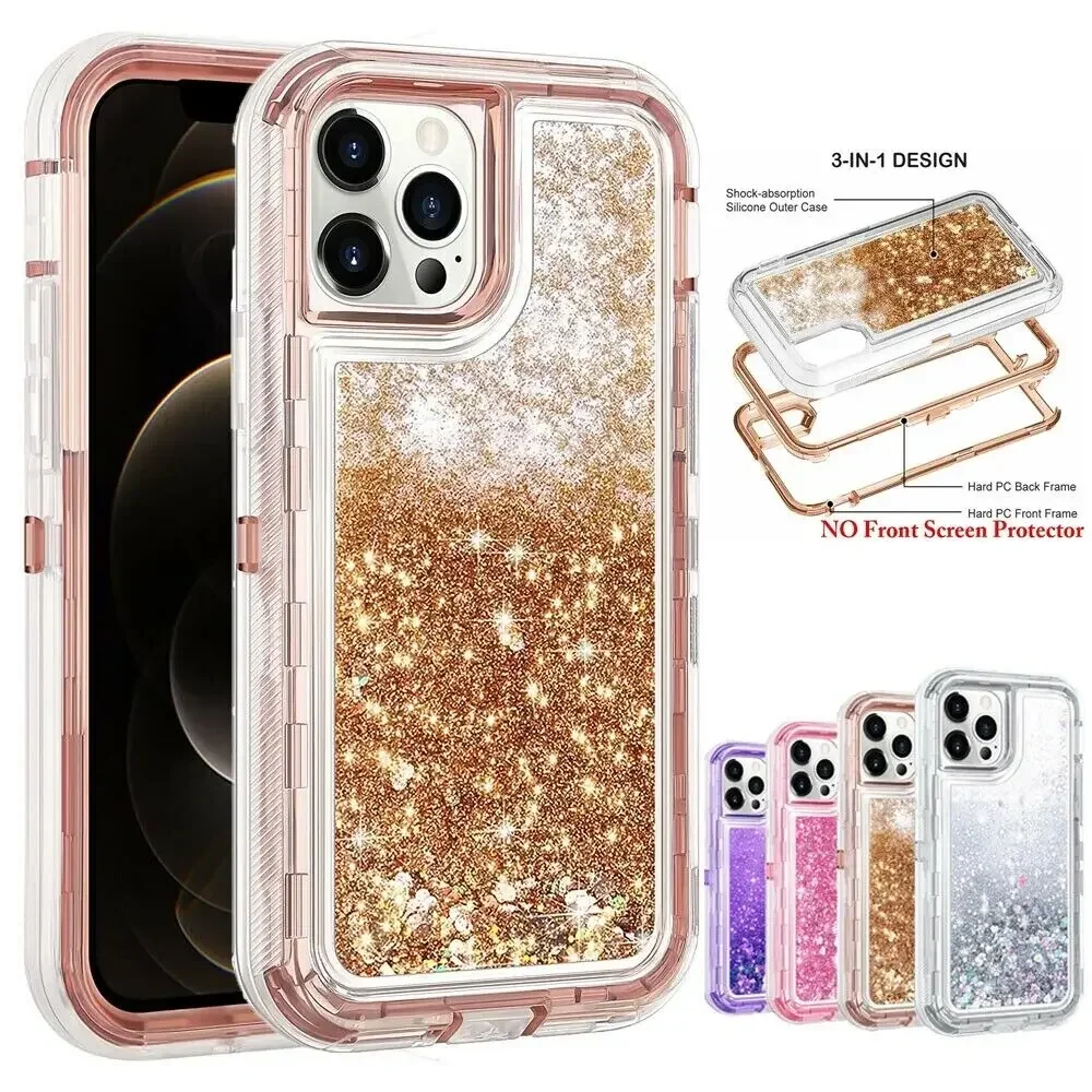 Luxuriöse glitzernde dynamische Treibsand-Hülle für iPhone 17 16 15 14 13 Pro Max X XSMAX XR SE 6 7 8 Plus schwere stoßfeste Handyhülle