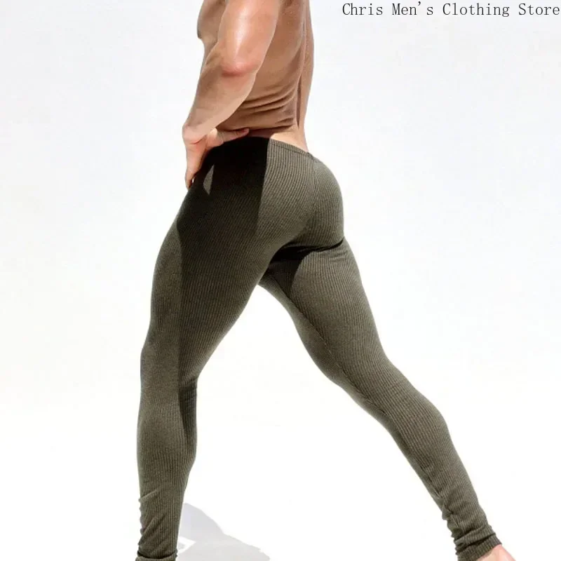 Men's Sexy Leggings Autumn and Winter Home Male Leggings Leisure Sports Small Legs Elastic Slim Men's Pants Men's Clothing Gym 2