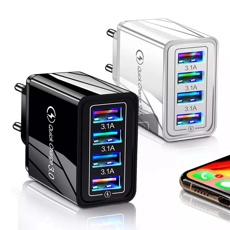 USB Hub Wall Charger 1Pcs 4 Port Fast Quick Charge QC 3.0 For Xiaomi Huawei Oppo battery charger,wireless charger