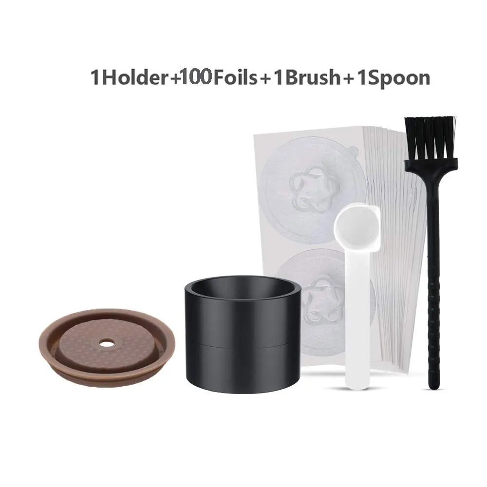 BENFUCHEN Kit Ricarica Capsule Nespresso VertuoLine – 100 Guarnizioni In Alluminio – Porta Capsule E Spazzola - 2