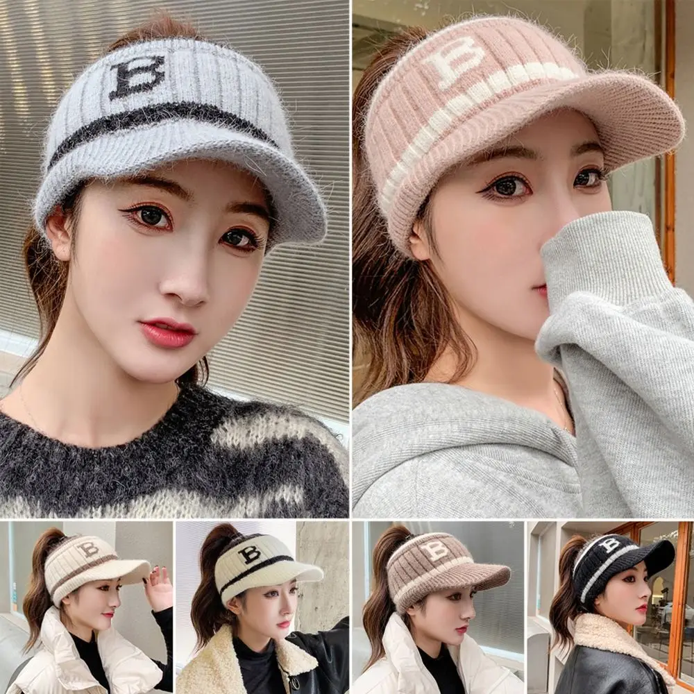 

Winter Warm Knitted Hat Casual Windproof Cold-proof Baseball Cap Bonnet Women Girls