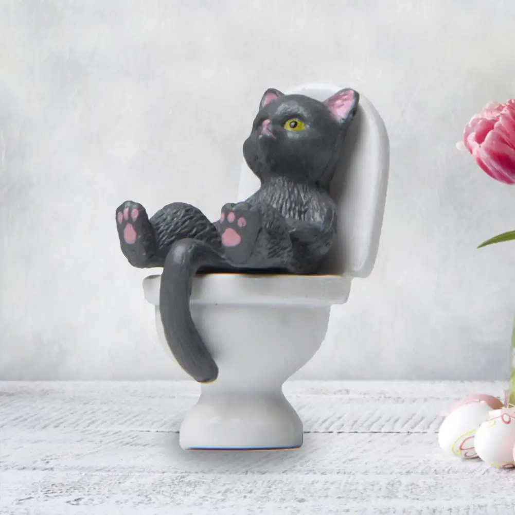 Simpatico Gatto Ornamento Anti-Sbiadimento Leggero Gatto Scultura Bella Serie Toilette Gatto In Miniatura