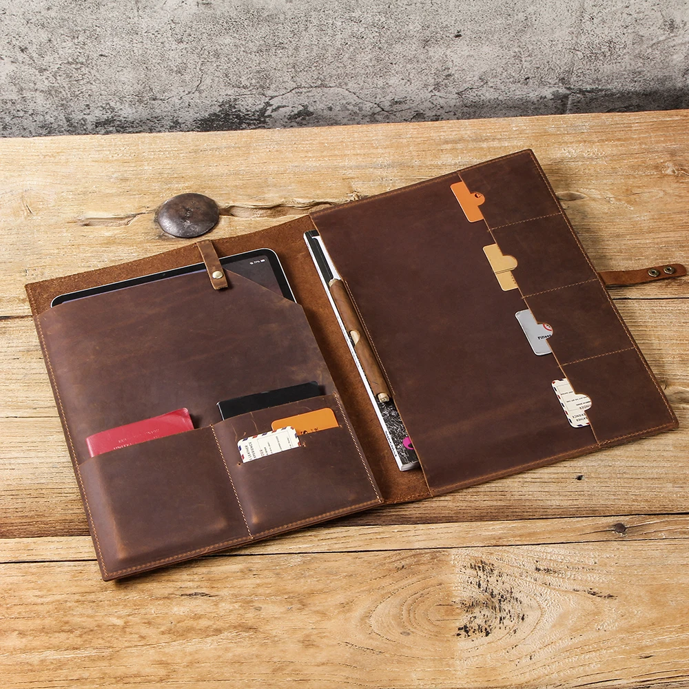 Genuína Capa de Couro de Vaca para Ipad Pro Folio Capa com Porta Lápis Case da Manga do Cartão do Telefone Galaxy Tab s9 Mais Carteira 12.9 - Imagem 6