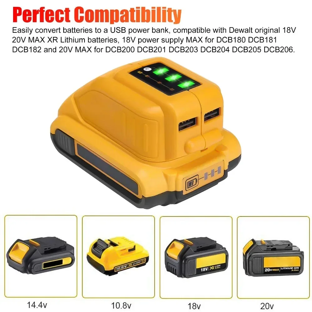 DEWALT 14.4V 18V 20V 리튬 이온 배터리 변환기 DCB090 USB 장치 충전 어댑터 전원 공급 장치 용 변환기 USB 충전기
