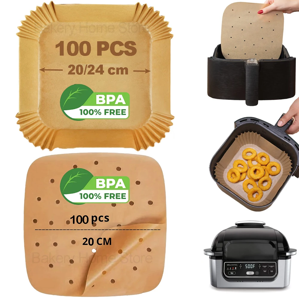 Disposable Air Fryer Baking Parchment Liners Perforated Parchment Paper for Cosori Ninja Air Fryer Accessories Steamer Oven air fryer paper air fryer liners disposable air fryer liners