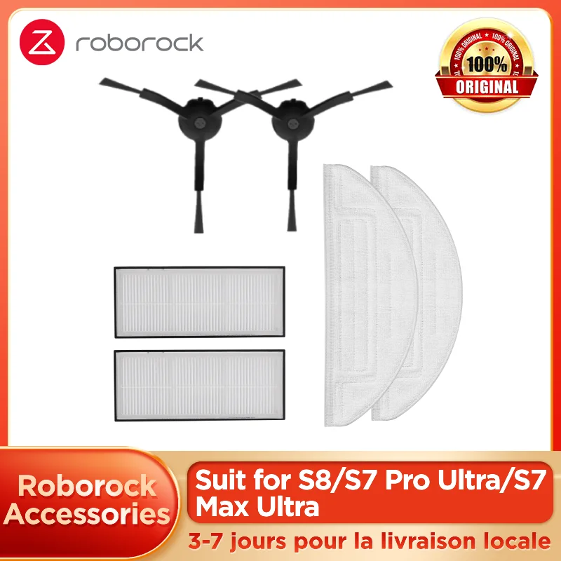 Roborock S8/S7 Pro Ultra/S7 Max Ultra Accessori Oiginal Roborock Pezzi Di Ricambio, Panno Mop/Spazzola Laterale/Filtro/Spazzola Principale
