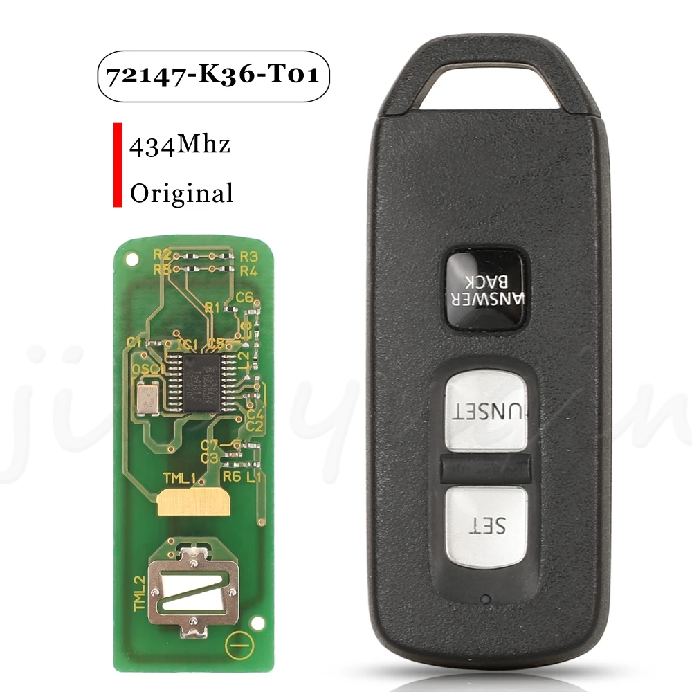 

Оригинальный умный пульт дистанционного управления Jingyuqin с 3 кнопками, брелок для автомобильного ключа 434 МГц 72147-K36-T01 для ключа мотоцикла Honda