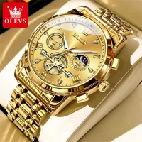 OLEVS 2856 Man 24 Hour Moon Phase Chronograph Side Display Waterproof Luminous Multifuncation Original Quartz Wristwatch for Men