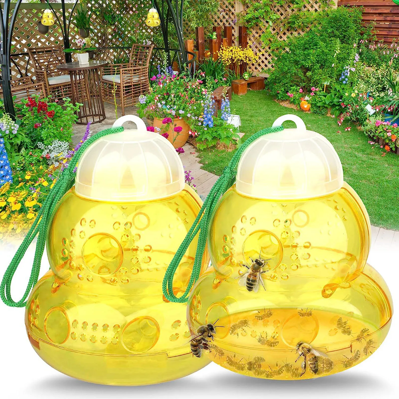 

Pest Trap Yellow Gourds Hanging Pest Trap Easy to Use Stinging Bees Catcher Suitable for Gardens Farms Home Garden Supplies