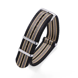 20mm Premium Nylon Canvas Watch Strap - Universal Replacement Band - 20mm (Black Brown)